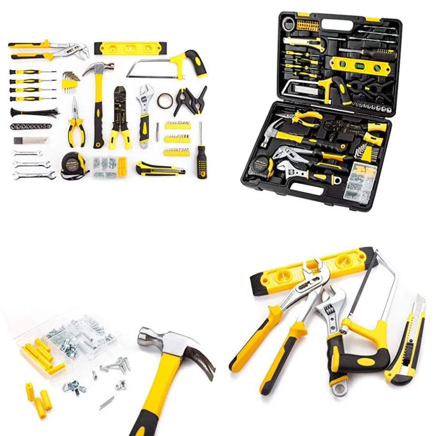218-Piece Tool Set General Household Hand Tool Kit with Plastic Toolbox Storage Case Yellow
218-Piece Tool Set General Household Hand Tool Kit with Plastic Toolbox Storage Case Yellow