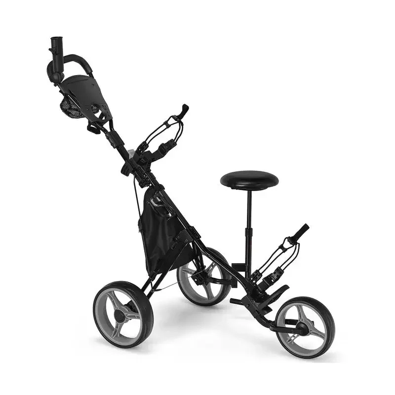 3 Wheels Folding Golf Push Cart with Seat Scoreboard and Adjustable Handle-Gray
3 Wheels Folding Golf Push Cart with Seat Scoreboard and Adjustable Handle-Gray