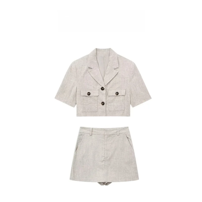 Faionable ort Linen Suit Jaet for Women Summer New Arrival Trendy Design Casual Workwear Polyester Material
Faionable ort Linen Suit Jaet for Women Summer New Arrival Trendy Design Casual Workwear Polyester Material
