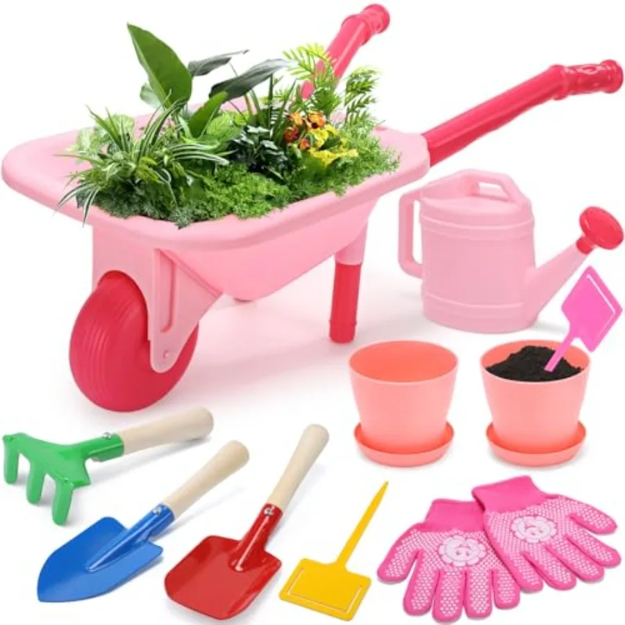 Gardening Tool Set Pink Wheelbarrow with Garden Toys with Watering Can Gloves Hand Rake Shovel Trowel Outdoor/Indoor Pretend Pl
Gardening Tool Set Pink Wheelbarrow with Garden Toys with Watering Can Gloves Hand Rake Shovel Trowel Outdoor/Indoor Pretend Pl