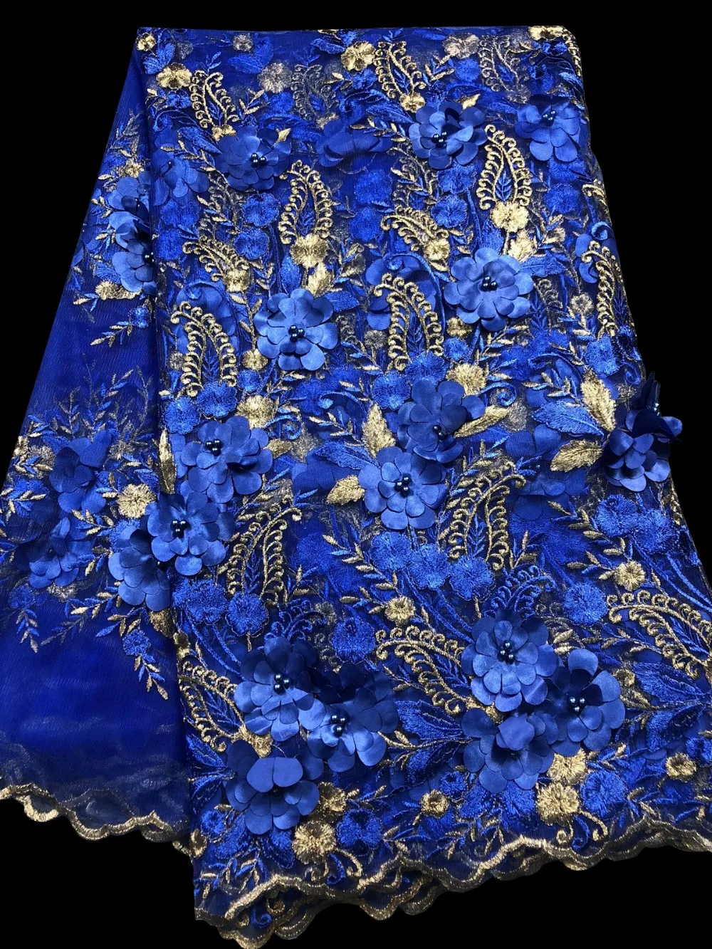 Navy Blue Gold Allover Appliques Beaded French Lace Fabric African Sewing Tulle Lace Classic and Unique ALC-YB1
Navy Blue Gold Allover Appliques Beaded French Lace Fabric African Sewing Tulle Lace Classic and Unique ALC-YB1