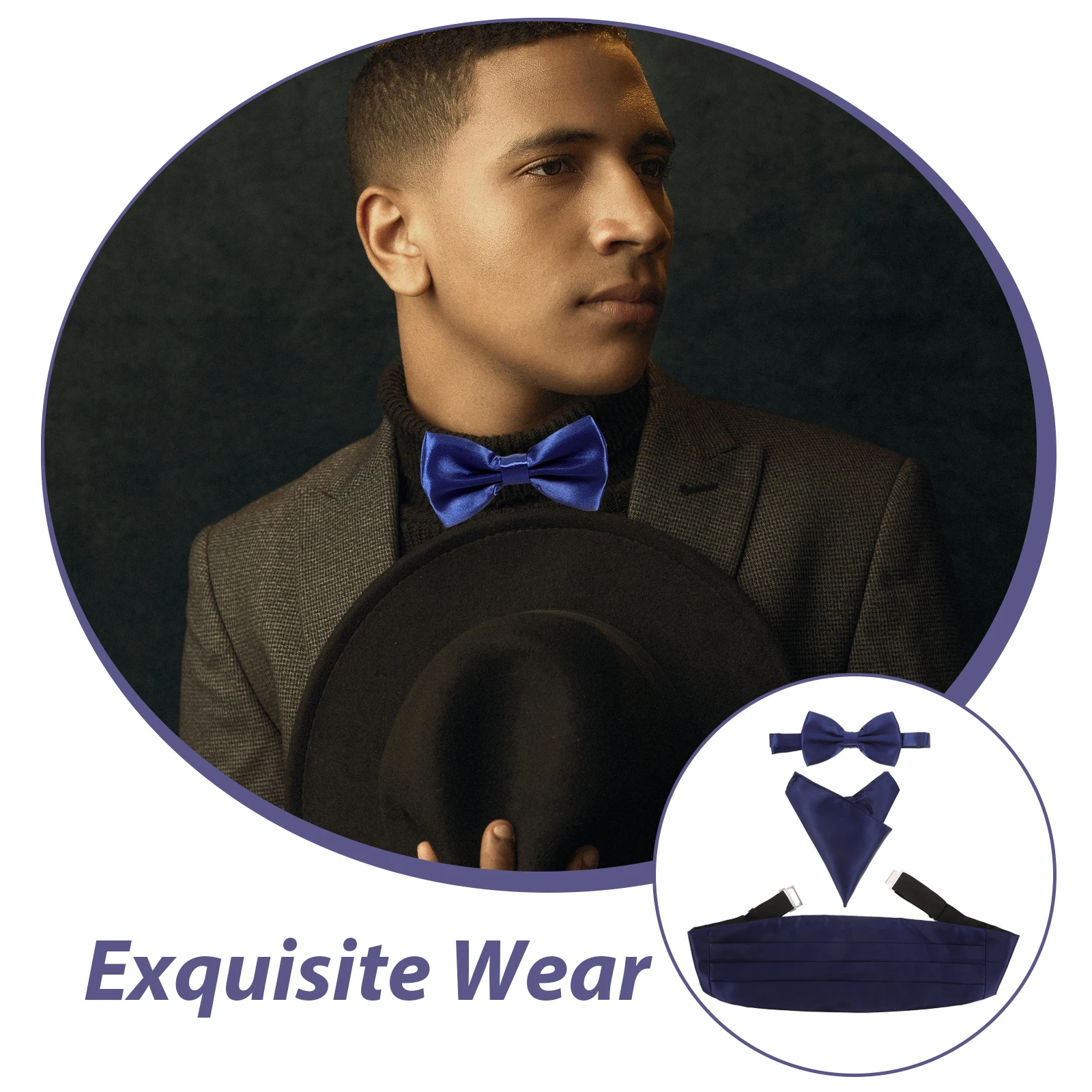3pcs Satin Bow Tie Cummerbund Black Adjustable Pocket H kerchief Formal Tuxedo Evening Men'S H kerchief Wear Set
3pcs Satin Bow Tie Cummerbund Black Adjustable Pocket H kerchief Formal Tuxedo Evening Men'S H kerchief Wear Set