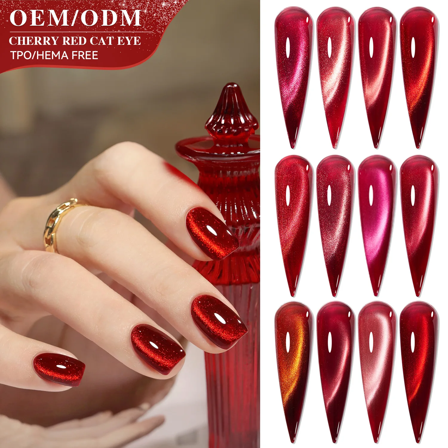 15ml Cherry Red Cat Eye Magnetic Nail Gel Polish For Nails Toes DIY Sparking Glass Varnis Semi Permanent Soak Off UV LED Gel
15ml Cherry Red Cat Eye Magnetic Nail Gel Polish For Nails Toes DIY Sparking Glass Varnis Semi Permanent Soak Off UV LED Gel