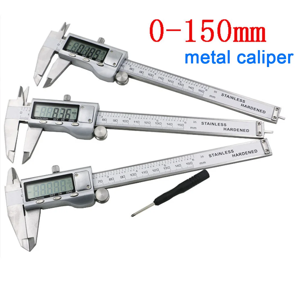 Digital Vernier Caliper 6 Inch 150mm Stainless Steel Electronic Metal Caliper Micrometer Depth Measuring Tools Calipers
Digital Vernier Caliper 6 Inch 150mm Stainless Steel Electronic Metal Caliper Micrometer Depth Measuring Tools Calipers