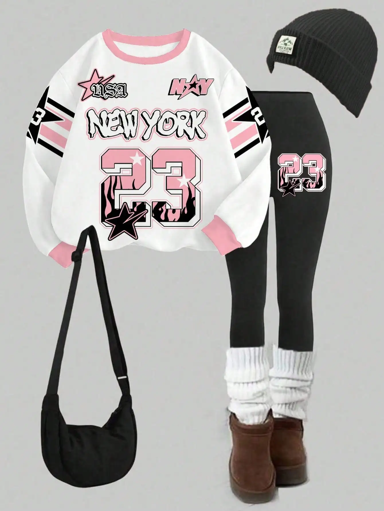 Женский комплект из свитшота и леггинсов с графическим принтом Y2K New York 23, осенне-зимний уличный стиль
Женский комплект из свитшота и леггинсов с графическим принтом Y2K New York 23, осенне-зимний уличный стиль