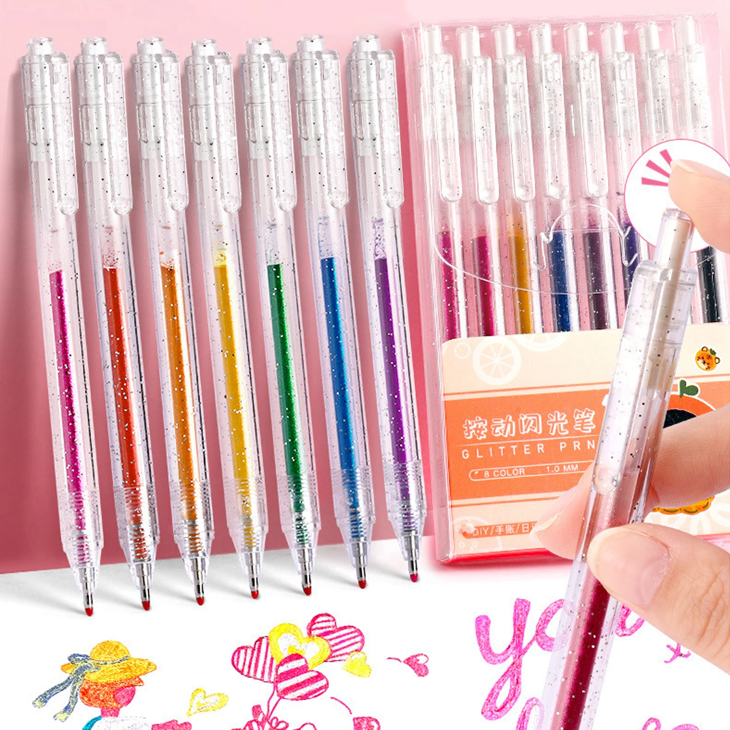 Colored Glitter Gel Pens Color Gel Quick-Drying Ink 1.0 MM Retractable Writing for Journaling Coloring Drawing Doodling Office
Colored Glitter Gel Pens Color Gel Quick-Drying Ink 1.0 MM Retractable Writing for Journaling Coloring Drawing Doodling Office