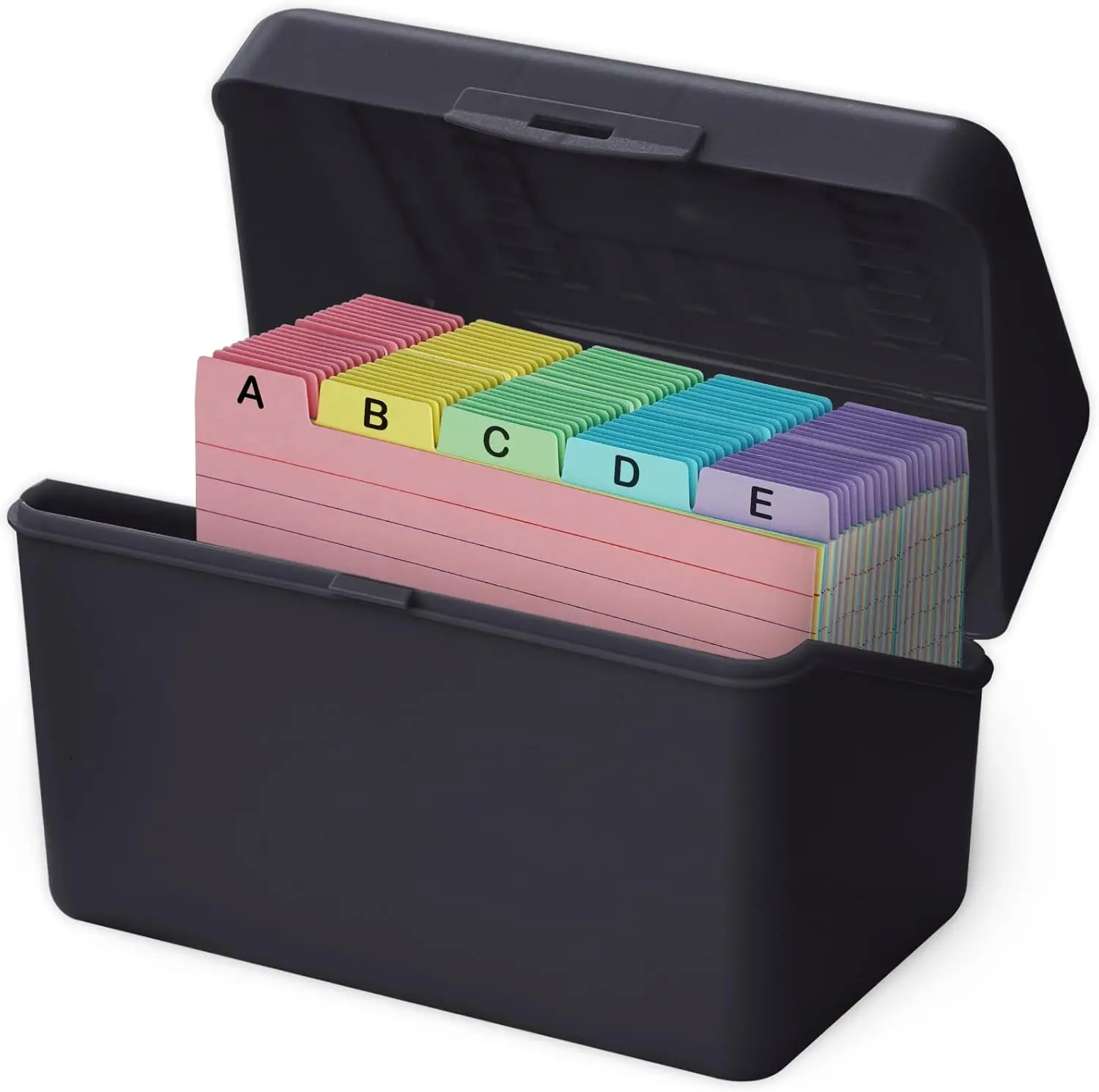 4x6 Index Card Holder Box with 100 Colored Lined Cards and Dividers Tabs for Recipe Storage, Black
4x6 Index Card Holder Box with 100 Colored Lined Cards and Dividers Tabs for Recipe Storage, Black