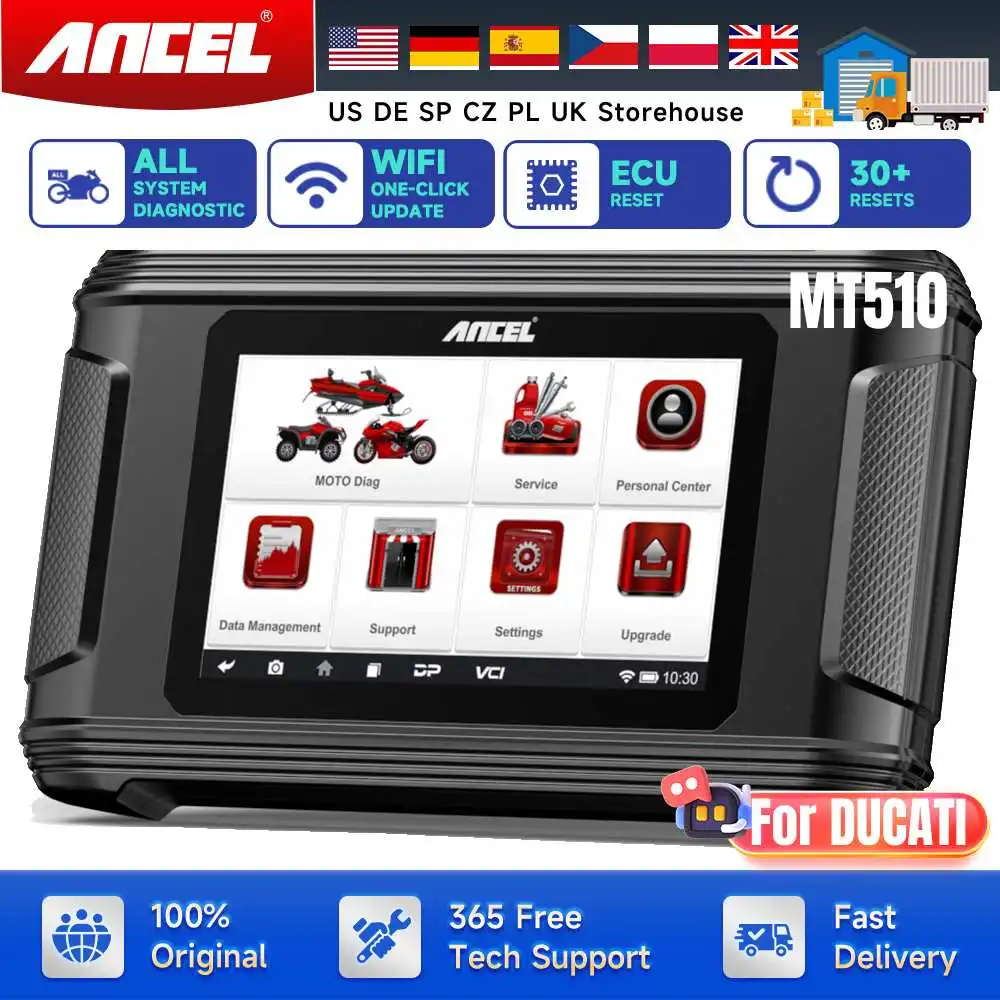 ANCEL MT510 для Ducati, диагностический инструмент для мотоцикла, сканер OBD2, полная система масляного света, сброс ABS, прокачка, ECU, TPS, сброс
ANCEL MT510 для Ducati, диагностический инструмент для мотоцикла, сканер OBD2, полная система масляного света, сброс ABS, прокачка, ECU, TPS, сброс