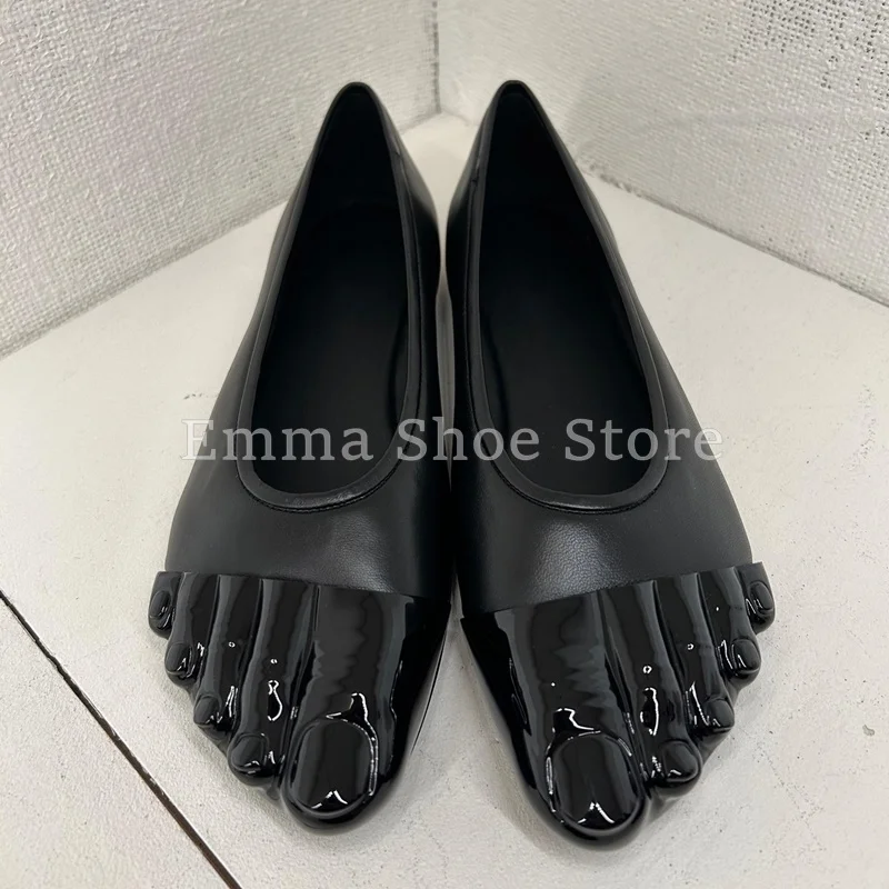 Novelty Black Five Finger Shape Flat Shoes for Women Summer Casual Slip On Loafers Cow Leather Comfortable Walking Footwear
Novelty Black Five Finger Shape Flat Shoes for Women Summer Casual Slip On Loafers Cow Leather Comfortable Walking Footwear