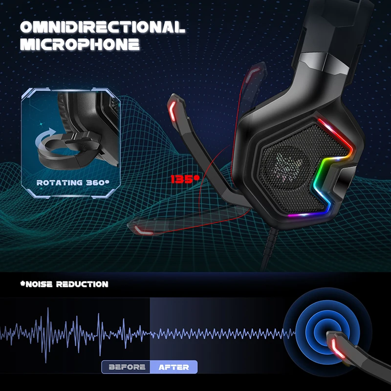 ONIKUMA K10Pro Professional Gaming Headphone Noise Cancellation For PC PS4 XBox Wired Headset With LED Backlight Micrphone
ONIKUMA K10Pro Professional Gaming Headphone Noise Cancellation For PC PS4 XBox Wired Headset With LED Backlight Micrphone