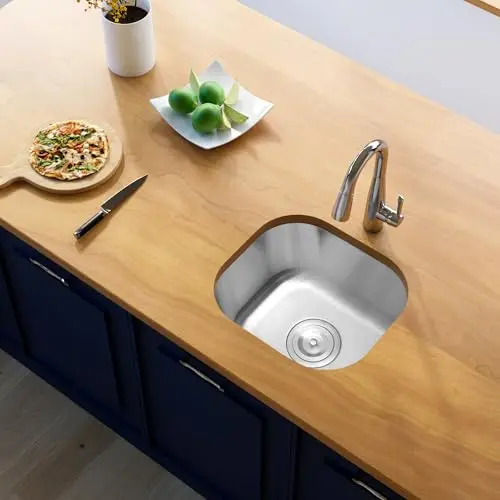 Small Undermount Stainless Steel Sink 14x12x8 Inches With Strainer For RV, Bar, Outdoor, Laundry, Utility And Bathroom Use
Small Undermount Stainless Steel Sink 14x12x8 Inches With Strainer For RV, Bar, Outdoor, Laundry, Utility And Bathroom Use