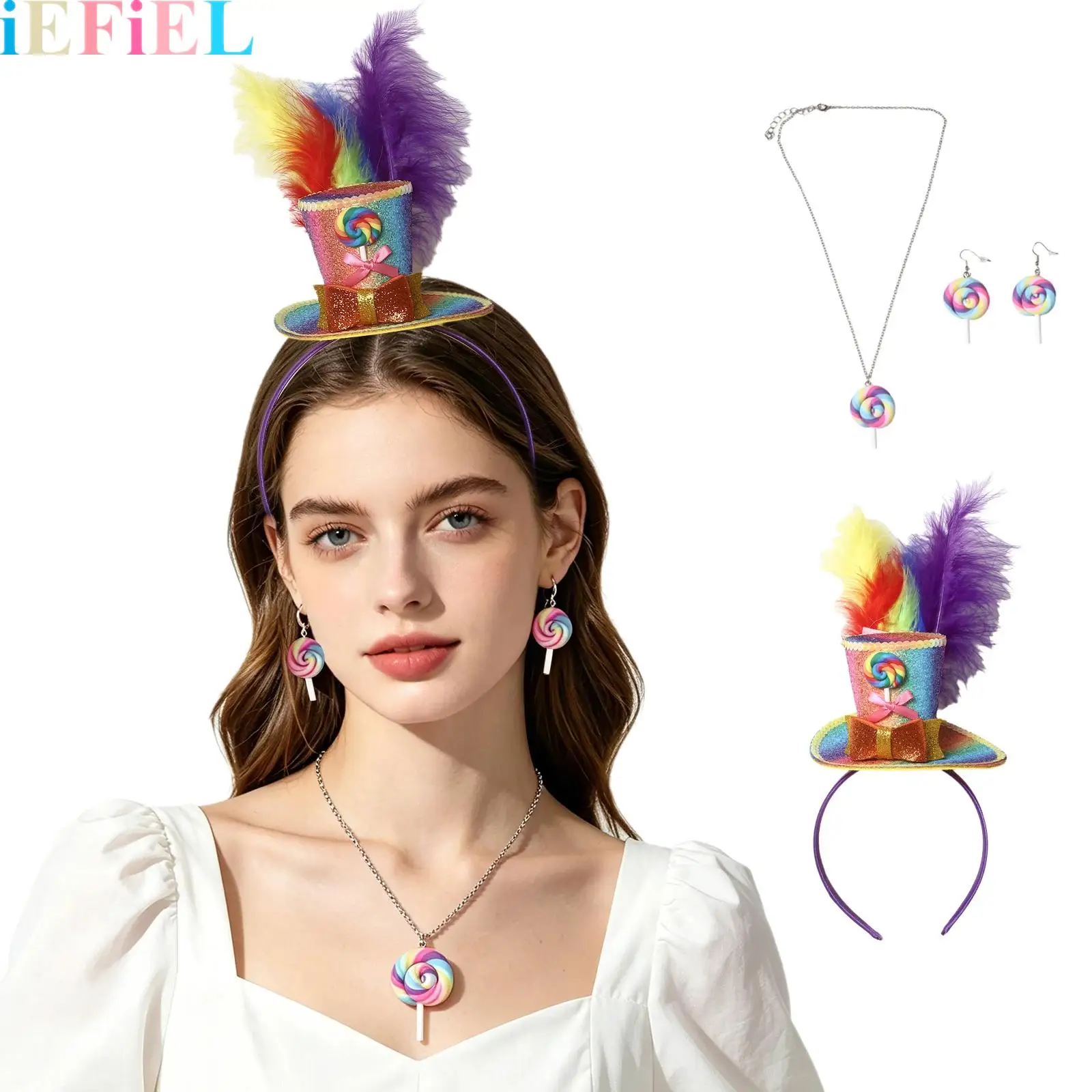 Women Sparkly Sequins Candy Cake Feathered Headwear And Earrings for Dance Performance Accessories Candyland Costume
Women Sparkly Sequins Candy Cake Feathered Headwear And Earrings for Dance Performance Accessories Candyland Costume