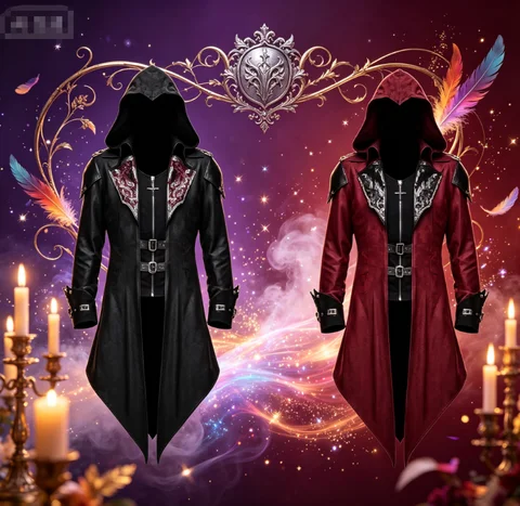 Medieval retro assassin hooded jacket Gothic style Dark Ranger costume Halloween party cosplay performance costume