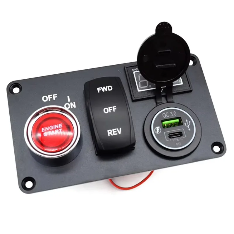DC 12V Rocker Switch Panel With Forward Reverse QC3.0 Dual USB Charger LED Digital Voltmeter Ignition Switch for Golf Cart
DC 12V Rocker Switch Panel With Forward Reverse QC3.0 Dual USB Charger LED Digital Voltmeter Ignition Switch for Golf Cart