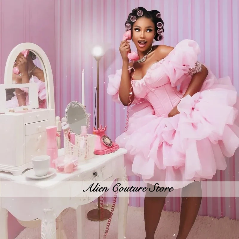 Cute Pink Cocktail Party Gown Off Shoulder Bubble Sleeve Ball Dress African Girl Tight Corset Back To School Dress Customized
Cute Pink Cocktail Party Gown Off Shoulder Bubble Sleeve Ball Dress African Girl Tight Corset Back To School Dress Customized