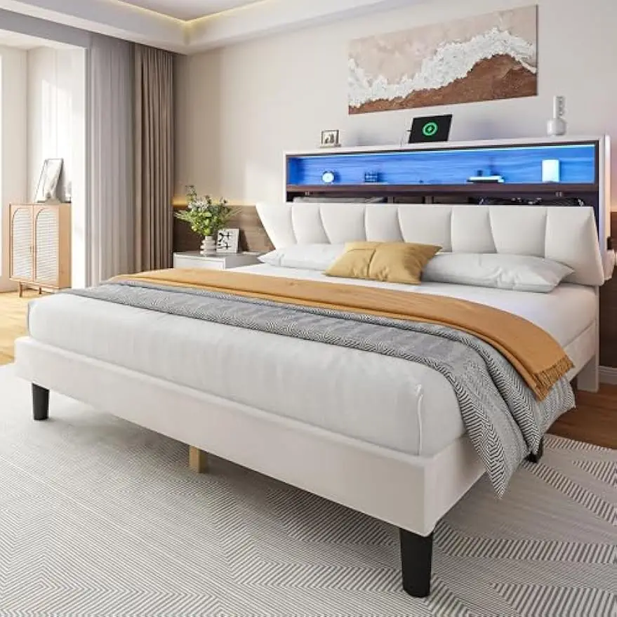 Каркас кровати размера «queen-size» DWVO с ящиком для хранения вещей, светодиодное изголовье, кровать-платформа с розеткой и USB-портами, коробчатая пружина не требуется, простая сборка
Каркас кровати размера «queen-size» DWVO с ящиком для хранения вещей, светодиодное изголовье, кровать-платформа с розеткой и USB-портами, коробчатая пружина не требуется, простая сборка