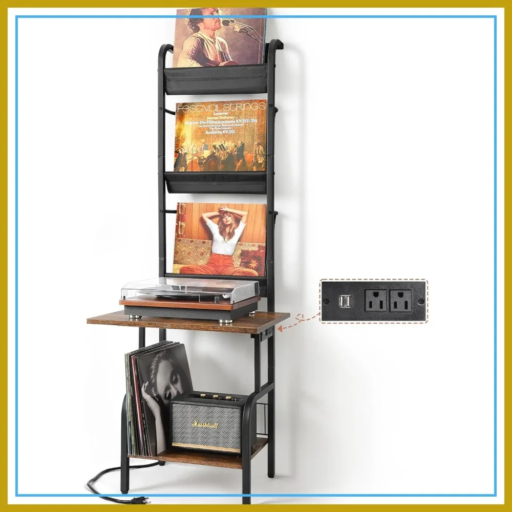Record Player Stand with Power Outlet, Vinyl Storage for 200 Albums, Turntable Table with Display Shelf
Record Player Stand with Power Outlet, Vinyl Storage for 200 Albums, Turntable Table with Display Shelf