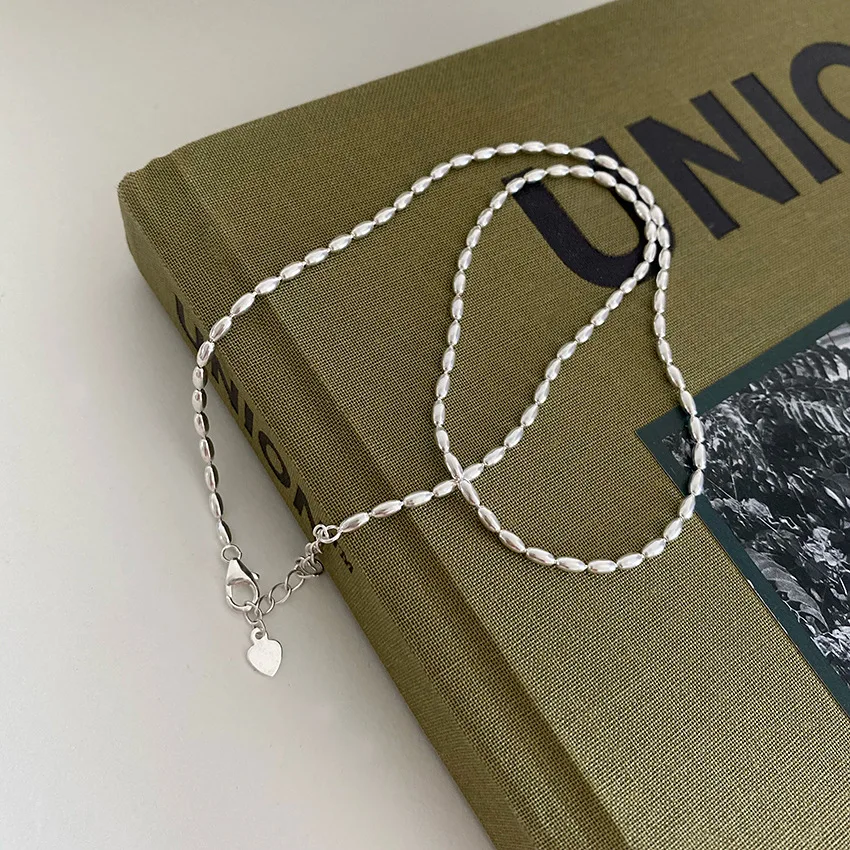 45/55CM Length 925 Sterling Silver Neck Rugby Rice Grains Chain Necklaces Women Luxury Jewelry Charms Accessories Argent 925
45/55CM Length 925 Sterling Silver Neck Rugby Rice Grains Chain Necklaces Women Luxury Jewelry Charms Accessories Argent 925