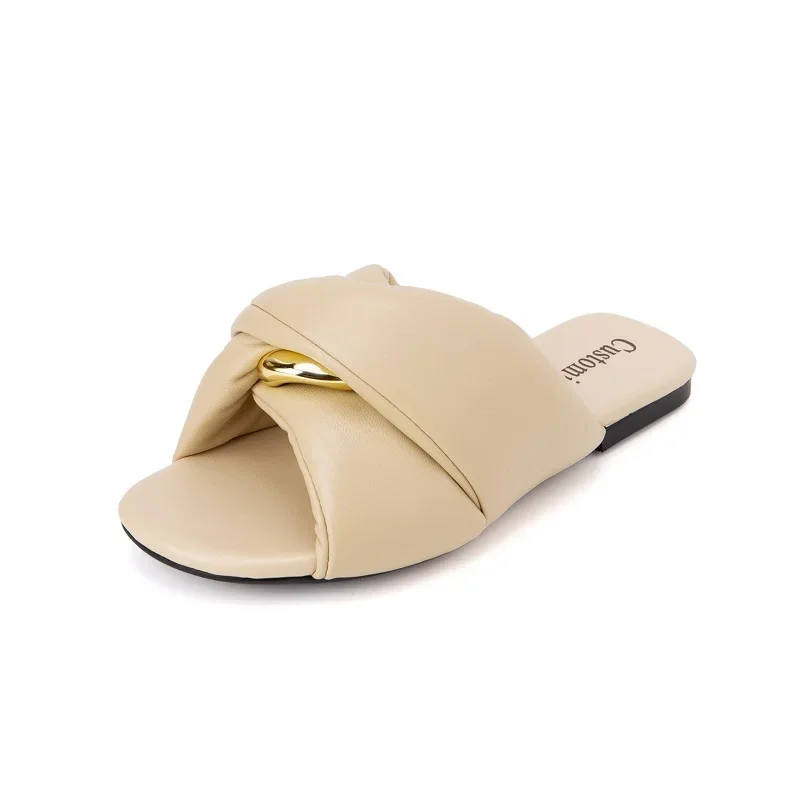 Women Summer Slippers Outer Wear Shoes Open Toe Casual Sandals Sheepskin Leather Flat-Bottomed Beach Sandals Fashion Slippers
Women Summer Slippers Outer Wear Shoes Open Toe Casual Sandals Sheepskin Leather Flat-Bottomed Beach Sandals Fashion Slippers