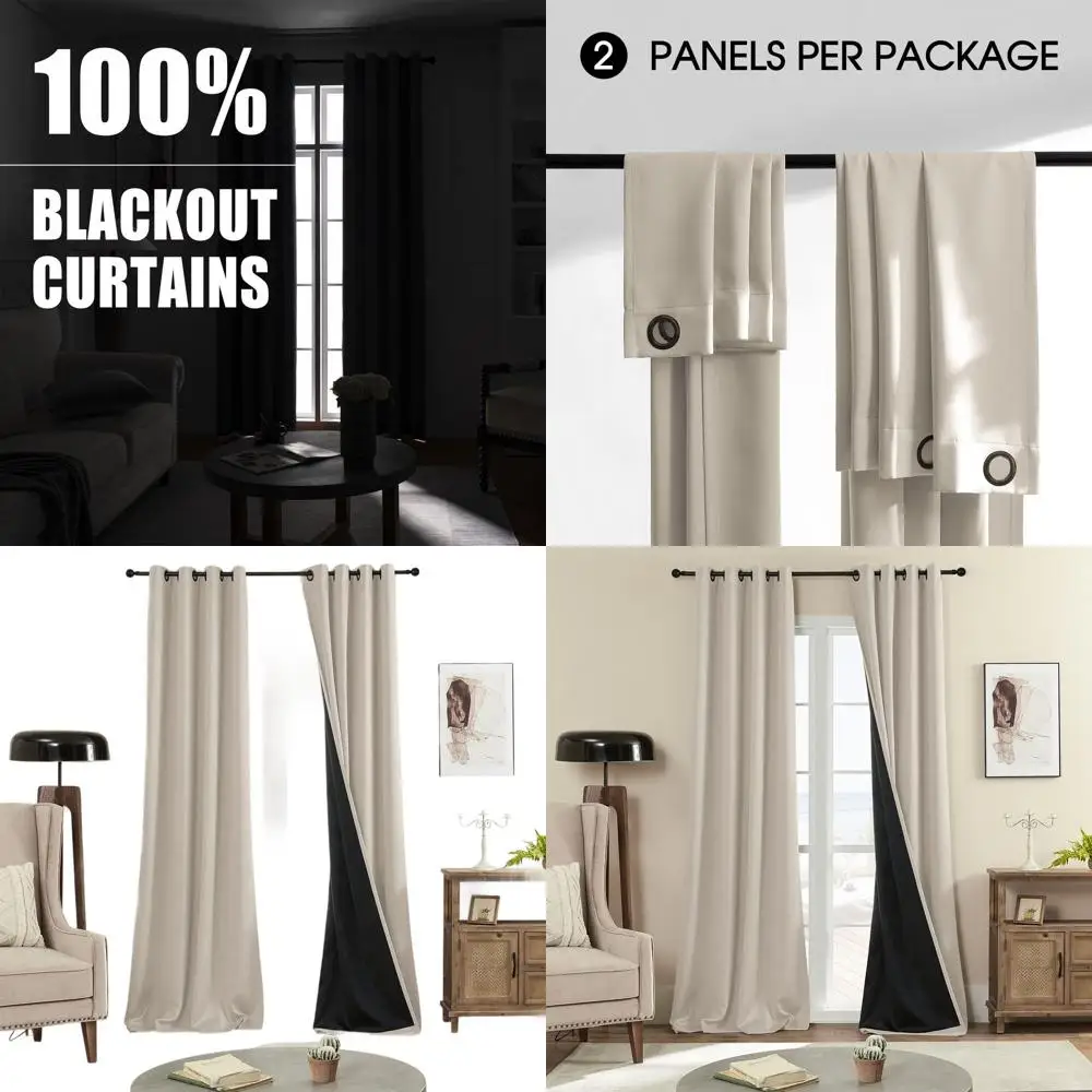 Thermal Insulated 96 2-Panel Blackout Curtains, 100% Light Blocking, Grommets Included, Beige (52x96 inch)
Thermal Insulated 96 2-Panel Blackout Curtains, 100% Light Blocking, Grommets Included, Beige (52x96 inch)