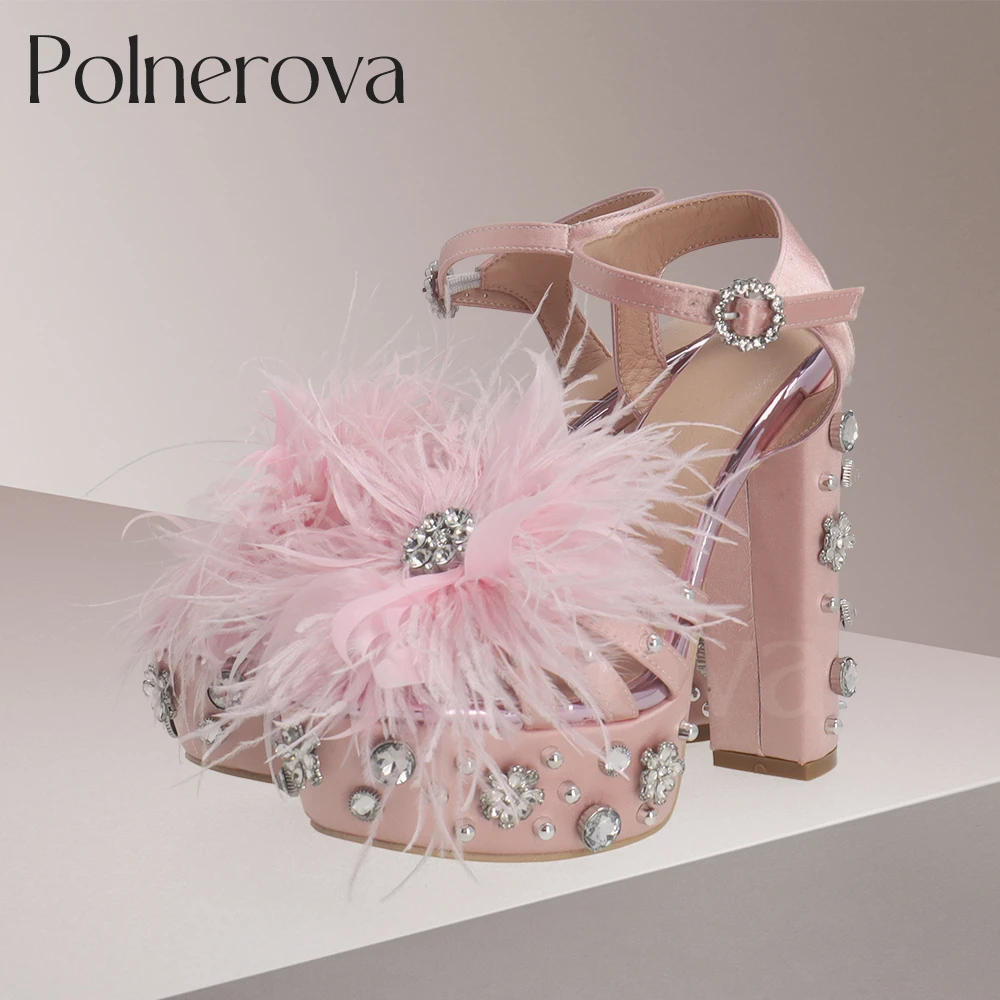 Fur Rhinestone Luxury Sandals Platform Chunky Heels Summer Shoes Satin Buckle Fashion Sandals Custom Colors Princess Party Shoes
Fur Rhinestone Luxury Sandals Platform Chunky Heels Summer Shoes Satin Buckle Fashion Sandals Custom Colors Princess Party Shoes