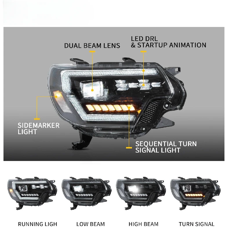 Suitable for To yo ta TACOMA 2012-2015 headlight assembly with LED modification for To yo ta Tacoma
Suitable for To yo ta TACOMA 2012-2015 headlight assembly with LED modification for To yo ta Tacoma