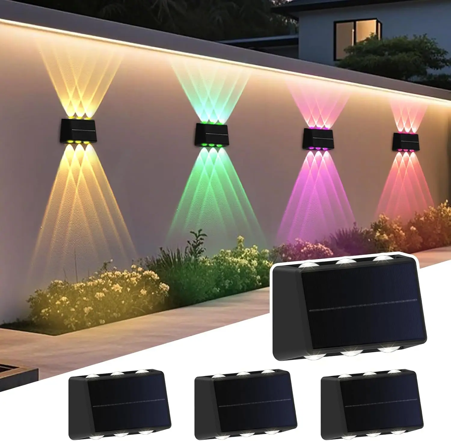 Солнечные фонари для забора, уличные 3000-6000K, 8 цветов RGB, IP65, водонепроницаемые, 150 лм, освещение вверх и вниз, 4 шт.
Солнечные фонари для забора, уличные 3000-6000K, 8 цветов RGB, IP65, водонепроницаемые, 150 лм, освещение вверх и вниз, 4 шт.