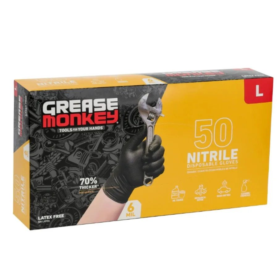 Нитриловые одноразовые перчатки Grease Monkey без латекса с сенсорным экраном, черные, большие, 50 шт.
Нитриловые одноразовые перчатки Grease Monkey без латекса с сенсорным экраном, черные, большие, 50 шт.