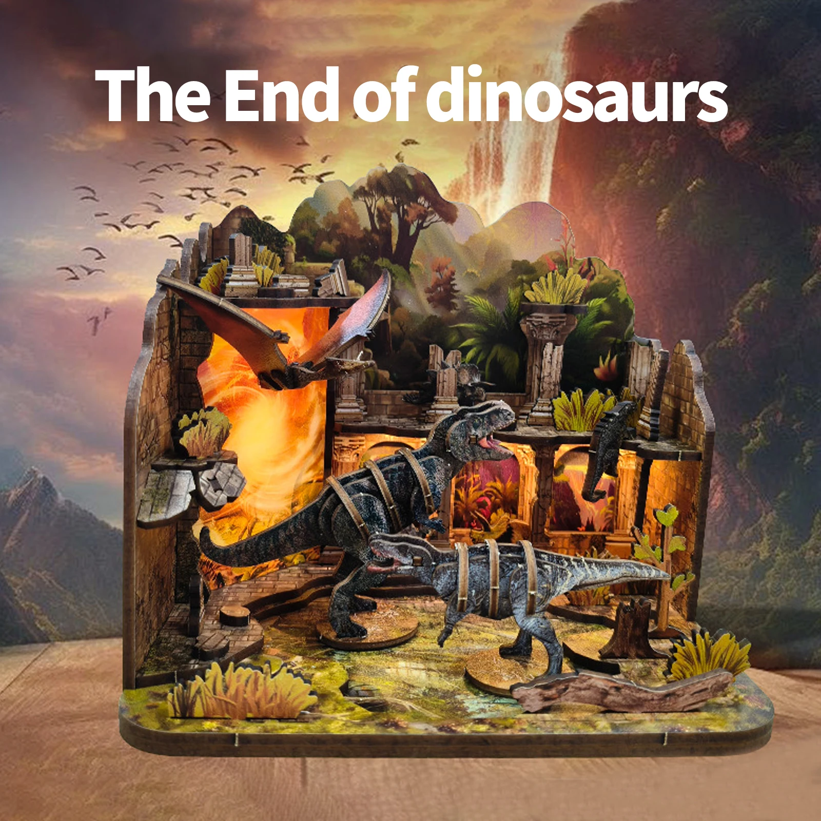 3d wooden puzzle for adults Dinosaur Doomsday book nook with lights model kit dollhouse DIY miniature house Birthday and Christm
3d wooden puzzle for adults Dinosaur Doomsday book nook with lights model kit dollhouse DIY miniature house Birthday and Christm