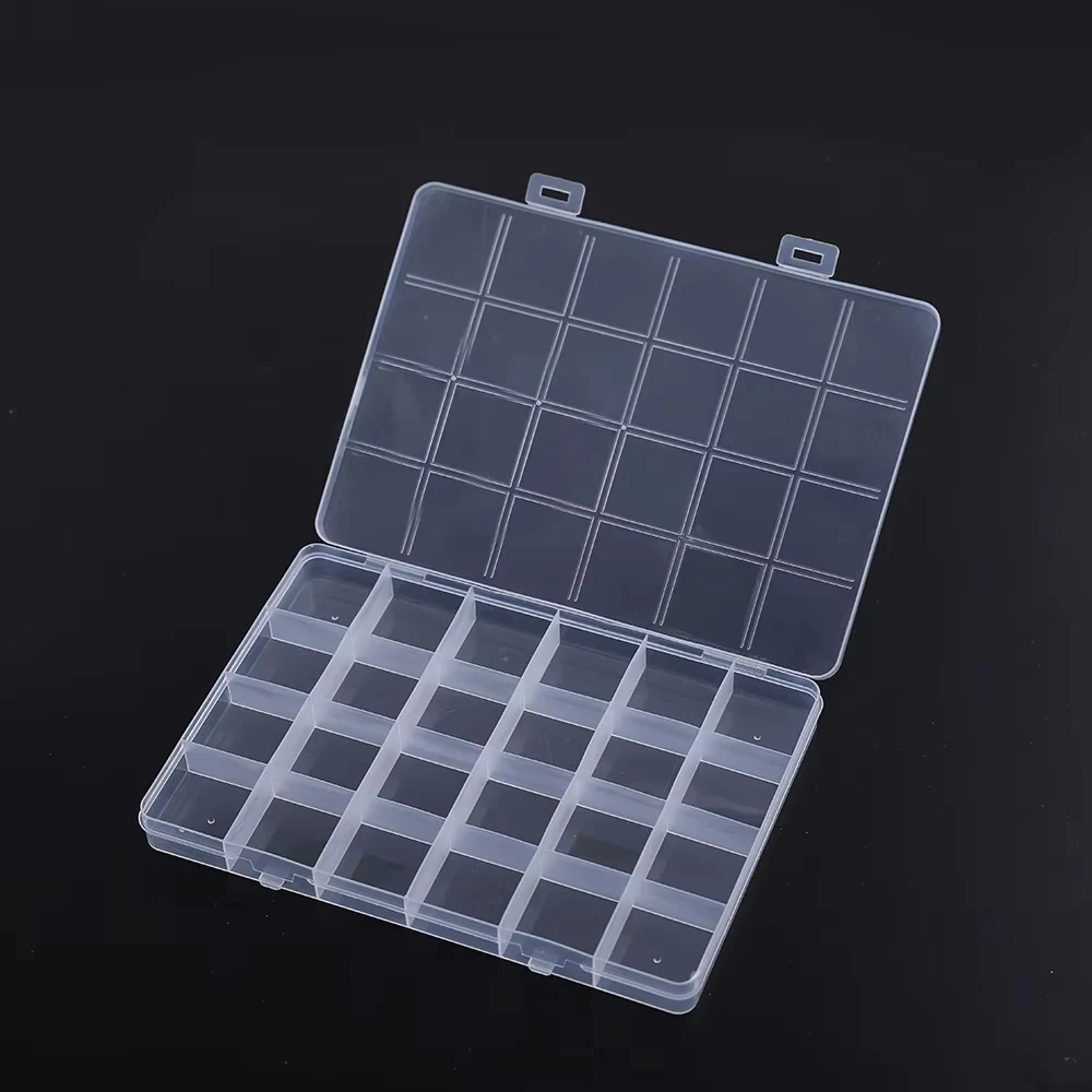 24 Grid Transparent Plastic Rectangle Storage Box for Component Jewelry Box Bead Pills Organizer Nail Art Tip Case Container
24 Grid Transparent Plastic Rectangle Storage Box for Component Jewelry Box Bead Pills Organizer Nail Art Tip Case Container