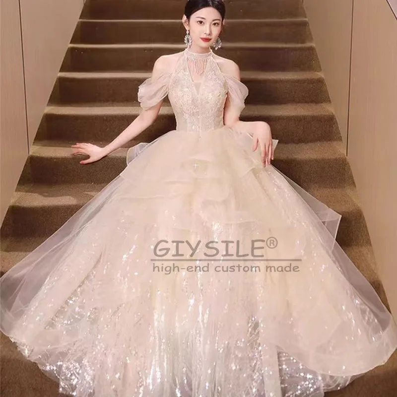 GIYSILE Customized Evening Dress Fashion Champagne Female 2025 New Luxury Hanging Neck Sequins Tassel Temperament Party Dresses
GIYSILE Customized Evening Dress Fashion Champagne Female 2025 New Luxury Hanging Neck Sequins Tassel Temperament Party Dresses