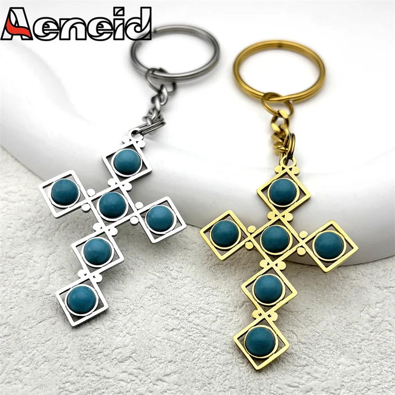 Boho Stainless Steel Turquoise Stone Key Chain for Women Men Cross Pendant Key Ring Catholic Amulet Jewelry Reiki Healing Gift
Boho Stainless Steel Turquoise Stone Key Chain for Women Men Cross Pendant Key Ring Catholic Amulet Jewelry Reiki Healing Gift