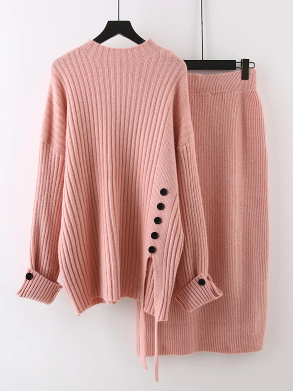 Fashionable Drapey Knitwear Set Women's Spring Summer Side Slit Button High Waist Skirt Lightweight Maturity Style Ensemble
Fashionable Drapey Knitwear Set Women's Spring Summer Side Slit Button High Waist Skirt Lightweight Maturity Style Ensemble