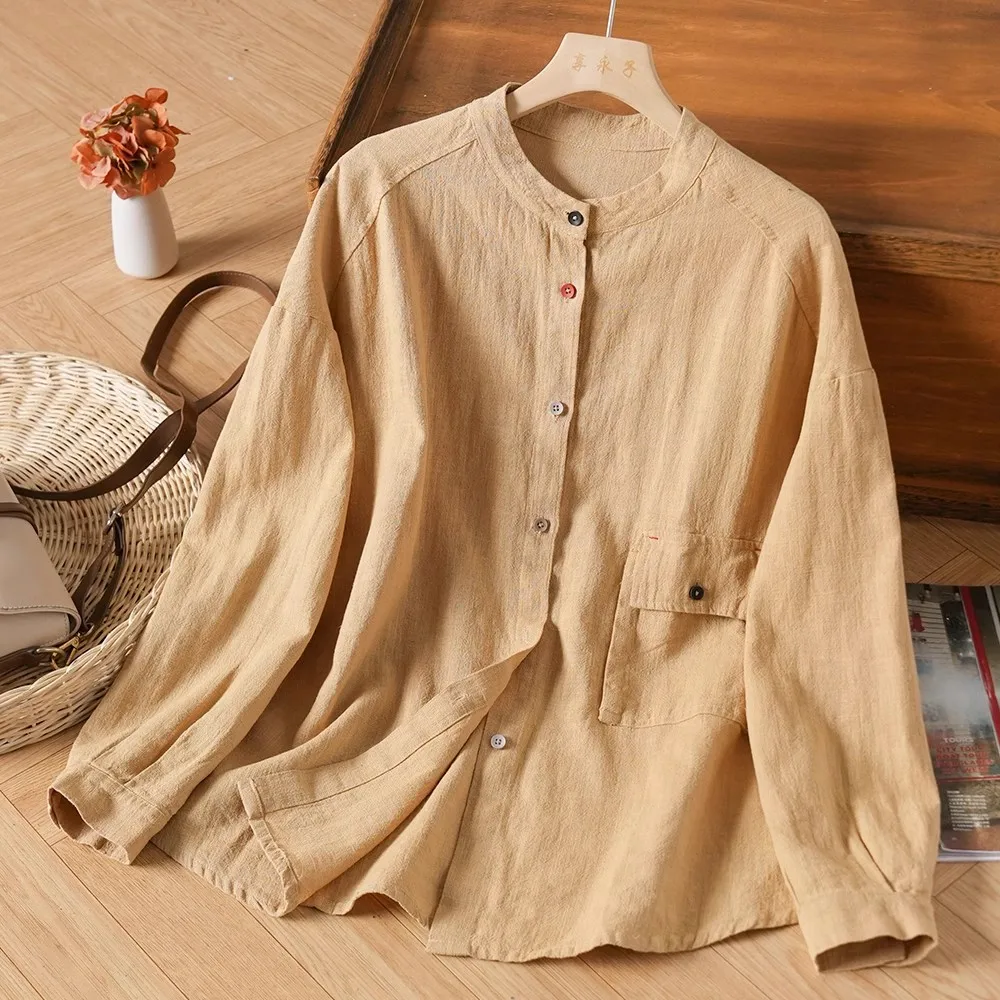 Loose Fit Han Han Linen Shirt Women's Spring Summer New Style Slimming 7-Button Washed Retro Top Large Size Artistic Female
Loose Fit Han Han Linen Shirt Women's Spring Summer New Style Slimming 7-Button Washed Retro Top Large Size Artistic Female
