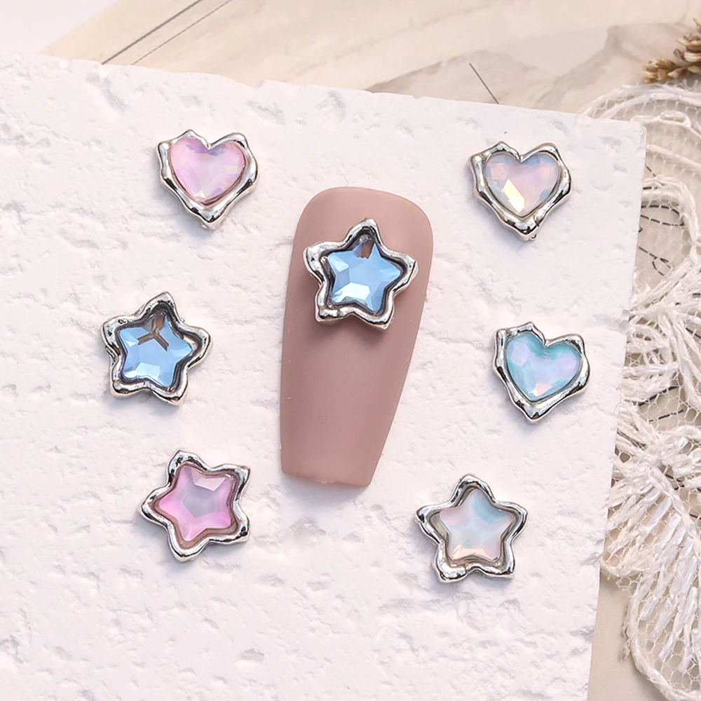 10Pcs Gem Alloy Star Heart Nail Art Charm 3D Luxurious Crystal Pink Blue Star Love Nail Ornament DIY Exquisite Nail Accessories
10Pcs Gem Alloy Star Heart Nail Art Charm 3D Luxurious Crystal Pink Blue Star Love Nail Ornament DIY Exquisite Nail Accessories