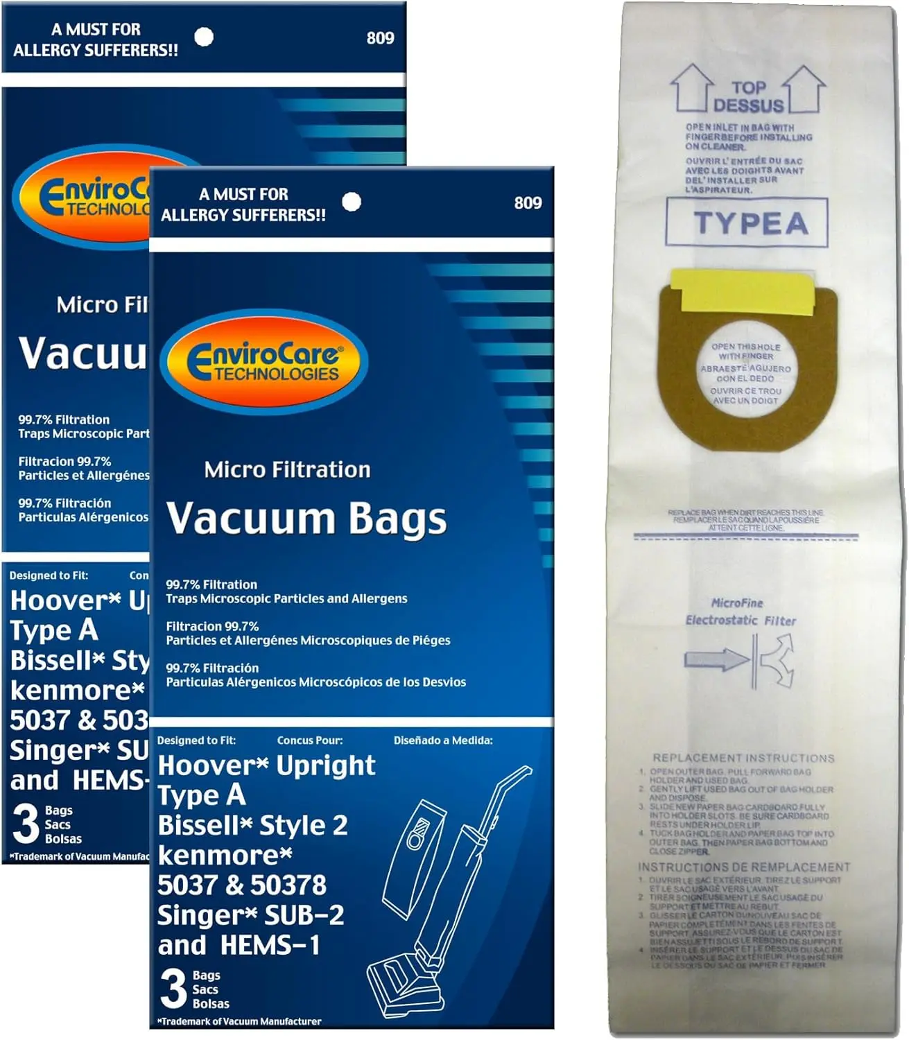 Micro Filtration Vacuum Bags for Hoover Type A Uprights, 6 Bags, 99.7% Filtration
Micro Filtration Vacuum Bags for Hoover Type A Uprights, 6 Bags, 99.7% Filtration