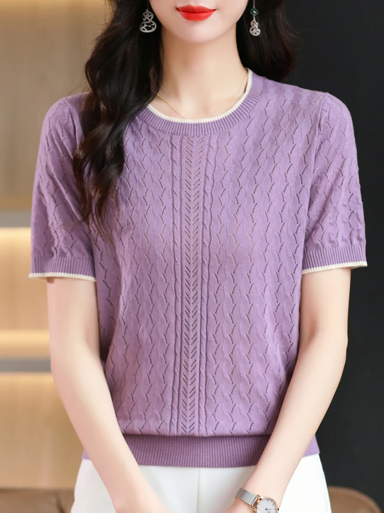 Hollow Knitted T Shirt Women 2024 Summer Clothes For Women Pullovers Tees Top Y2K Women's T-shirt
Hollow Knitted T Shirt Women 2024 Summer Clothes For Women Pullovers Tees Top Y2K Women's T-shirt