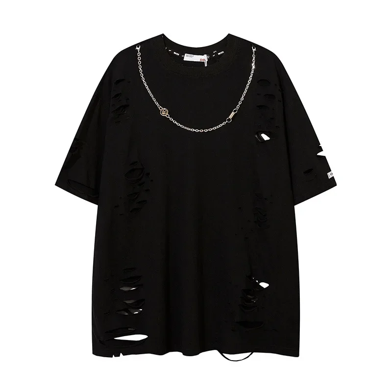 High Street Hole Cut Design Sense Chain Men's T-Shirt Short Sleeve Street Trend Hip Hop Men T Shirt Loose Half Sleeve For Male
High Street Hole Cut Design Sense Chain Men's T-Shirt Short Sleeve Street Trend Hip Hop Men T Shirt Loose Half Sleeve For Male