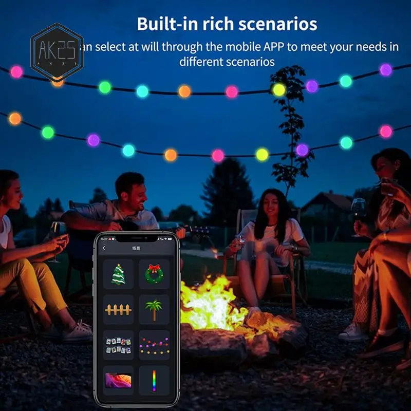 AK25-Smart светодиодный RGB гирляндный светильник, уличное украшение, сделай сам, домашний декор, гирлянда, лампа, водонепроницаемый ночник, светильник для кемпинга
AK25-Smart светодиодный RGB гирляндный светильник, уличное украшение, сделай сам, домашний декор, гирлянда, лампа, водонепроницаемый ночник, светильник для кемпинга