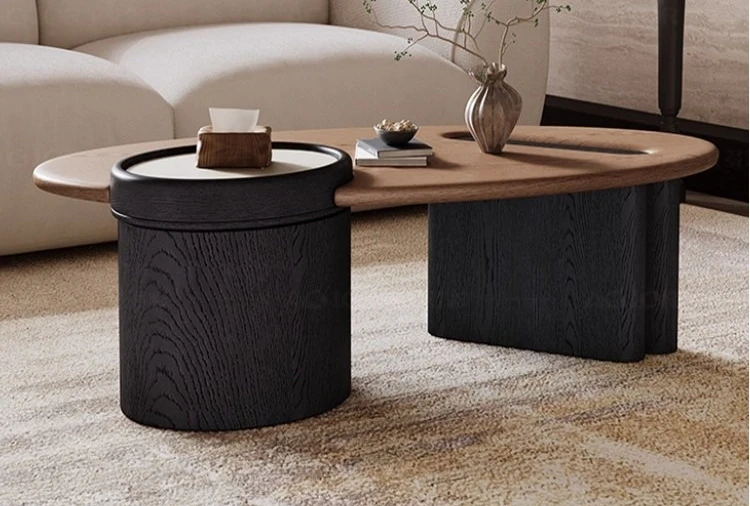Retro style walnut coffee table combination household small apartment
Retro style walnut coffee table combination household small apartment