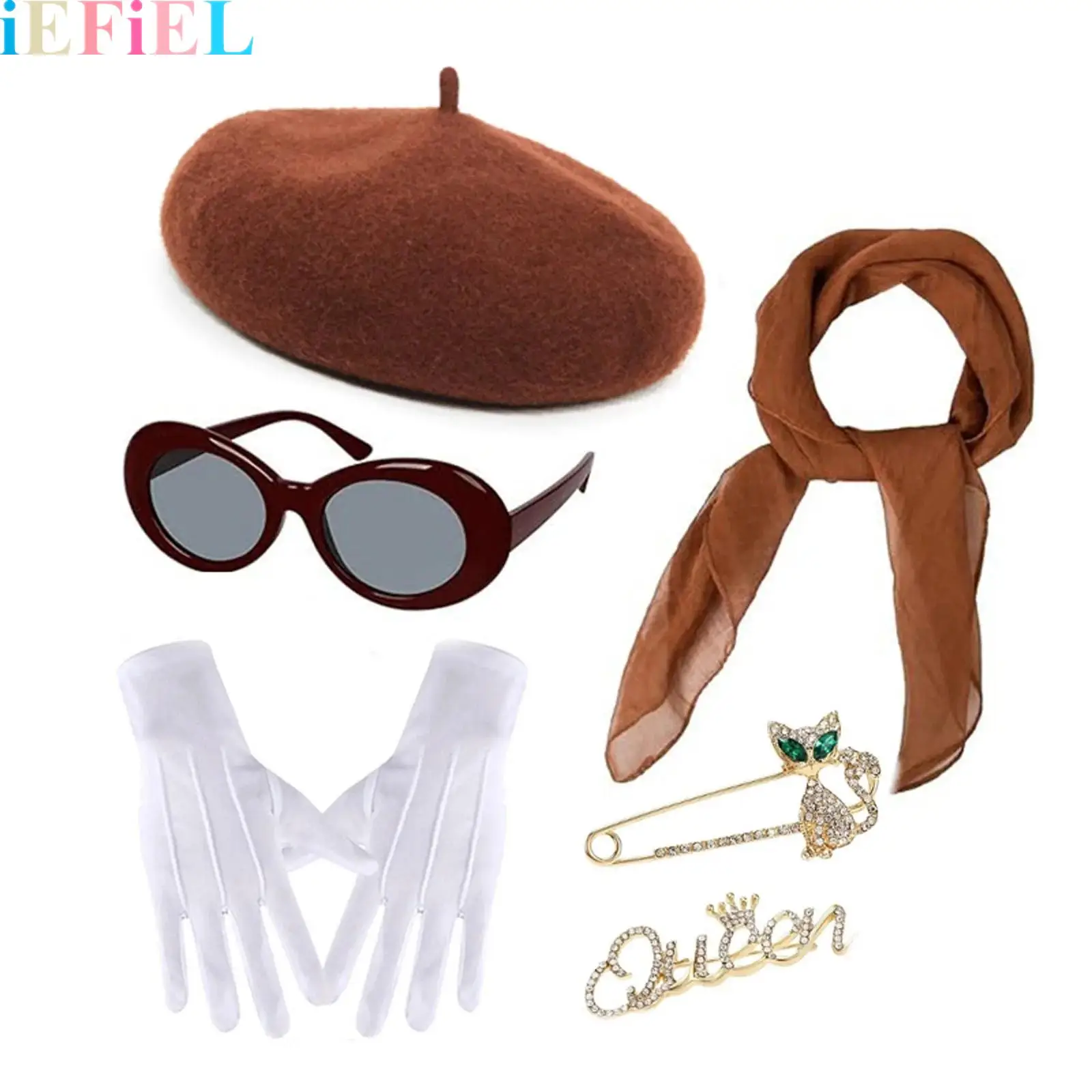 Women Fancy Dress Set for Beret Sunglasses Scarf Gloves Brooches French Artist Costumes Kit
Women Fancy Dress Set for Beret Sunglasses Scarf Gloves Brooches French Artist Costumes Kit