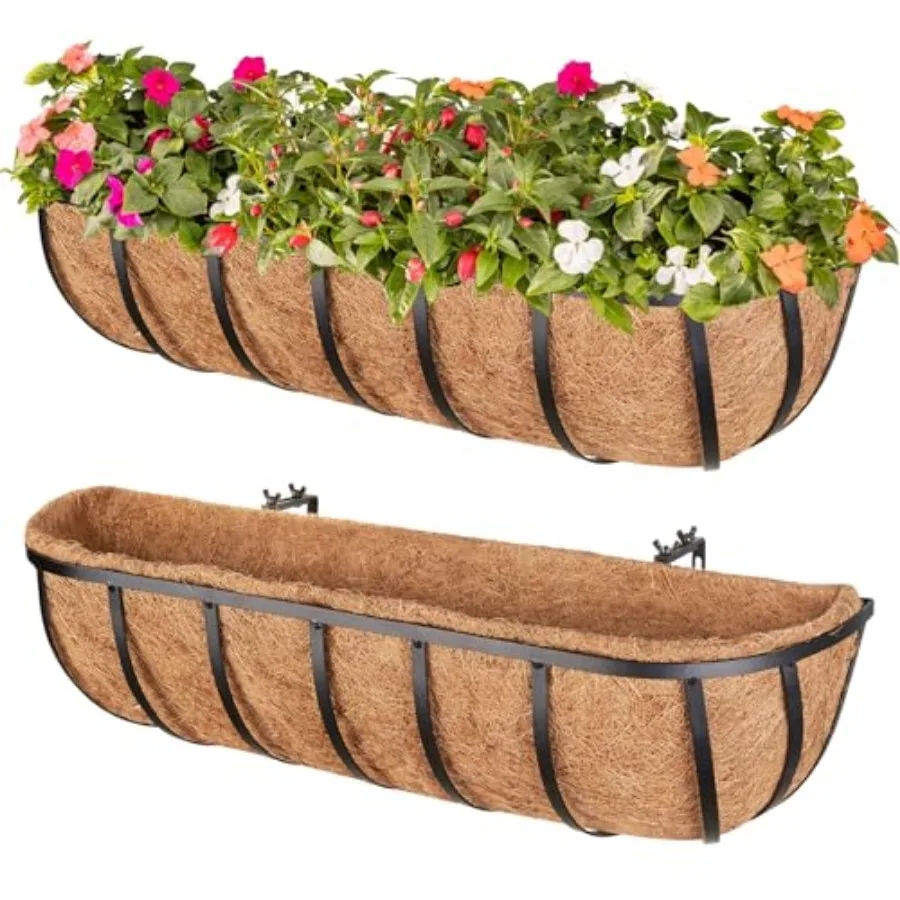 Pack Window Boxes Railing Planter Box with Coconut Liner Balcony Railing Planter Horse Trough Deck Window Planters Metal Railg
Pack Window Boxes Railing Planter Box with Coconut Liner Balcony Railing Planter Horse Trough Deck Window Planters Metal Railg