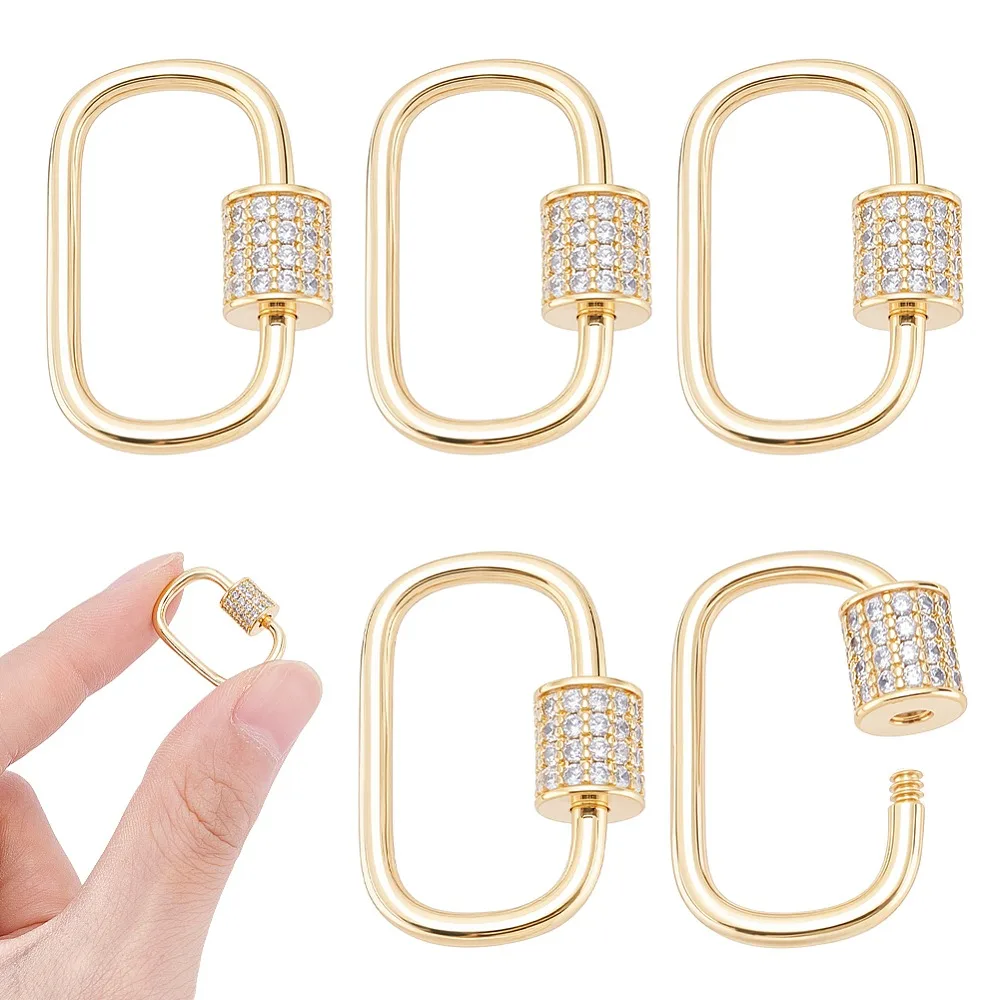 Brass Micro Pave Clear Cubic Zirconia Screw Carabiner Lock Charms for Necklaces Making Quick Links Rectangle Golden 21.5x15x6mm
Brass Micro Pave Clear Cubic Zirconia Screw Carabiner Lock Charms for Necklaces Making Quick Links Rectangle Golden 21.5x15x6mm