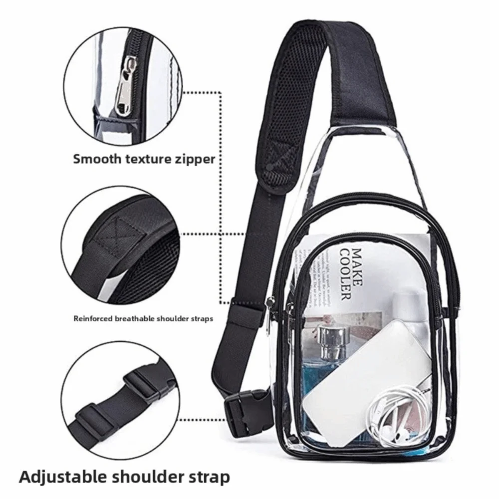 Large Capacity Transparent Crossbody Bag Lightweight Waterproof Clear Chest Bag Multifunctional Multiple Use PVC Shoulder Bag
Large Capacity Transparent Crossbody Bag Lightweight Waterproof Clear Chest Bag Multifunctional Multiple Use PVC Shoulder Bag