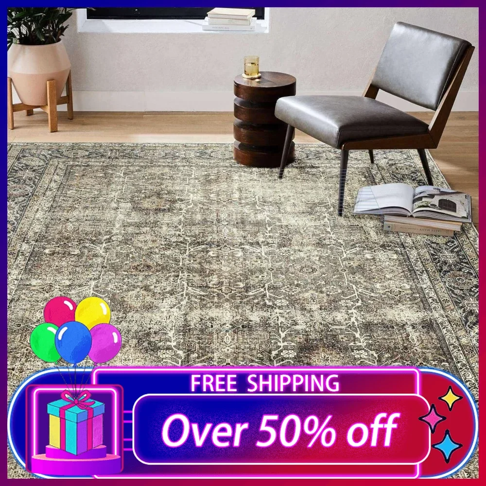 Vintage Area Rug 8x10 Brown Washable Living Room Rug Indoor Carpet Tribal Distressed Rug Retro Accent Throw Rug, Faux Wool
Vintage Area Rug 8x10 Brown Washable Living Room Rug Indoor Carpet Tribal Distressed Rug Retro Accent Throw Rug, Faux Wool