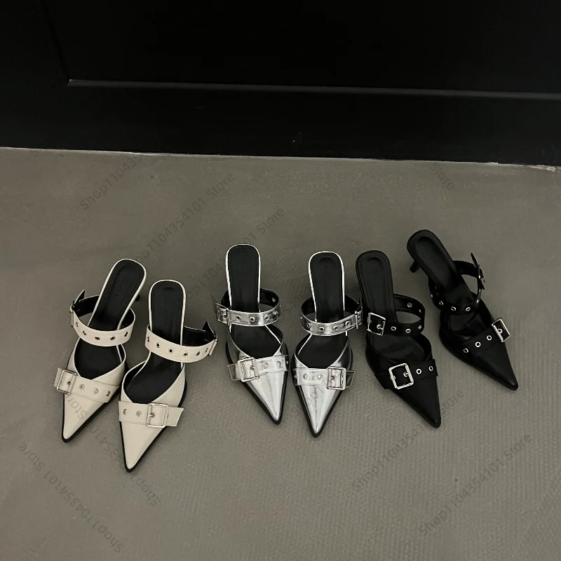 Punk Goth Metal Buckle High Heels Women's Sandals Summer 2025 New Pointed Toe Silver Party Shoes Fashion Womens Pumps Shoes
Punk Goth Metal Buckle High Heels Women's Sandals Summer 2025 New Pointed Toe Silver Party Shoes Fashion Womens Pumps Shoes