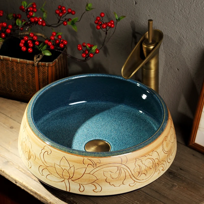 Ceramic counter Washbasin Art basin Round retro bathroom Washbasin Washbasin Household basin
Ceramic counter Washbasin Art basin Round retro bathroom Washbasin Washbasin Household basin
