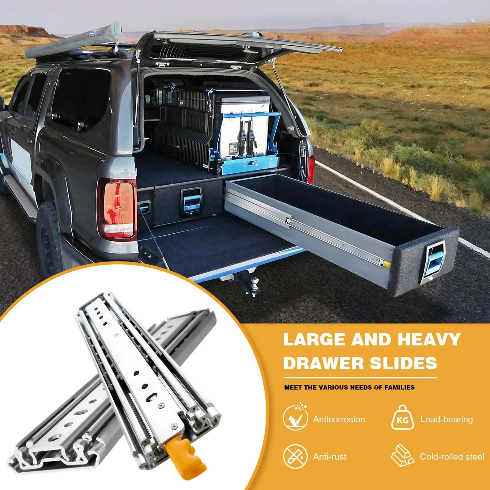 1 Pair 44 Inch Full Extension Ball Bearing Rails with Lock Cabinet Locking Rail Side Mount for RV Cabinets Tool Box & Storage
1 Pair 44 Inch Full Extension Ball Bearing Rails with Lock Cabinet Locking Rail Side Mount for RV Cabinets Tool Box & Storage