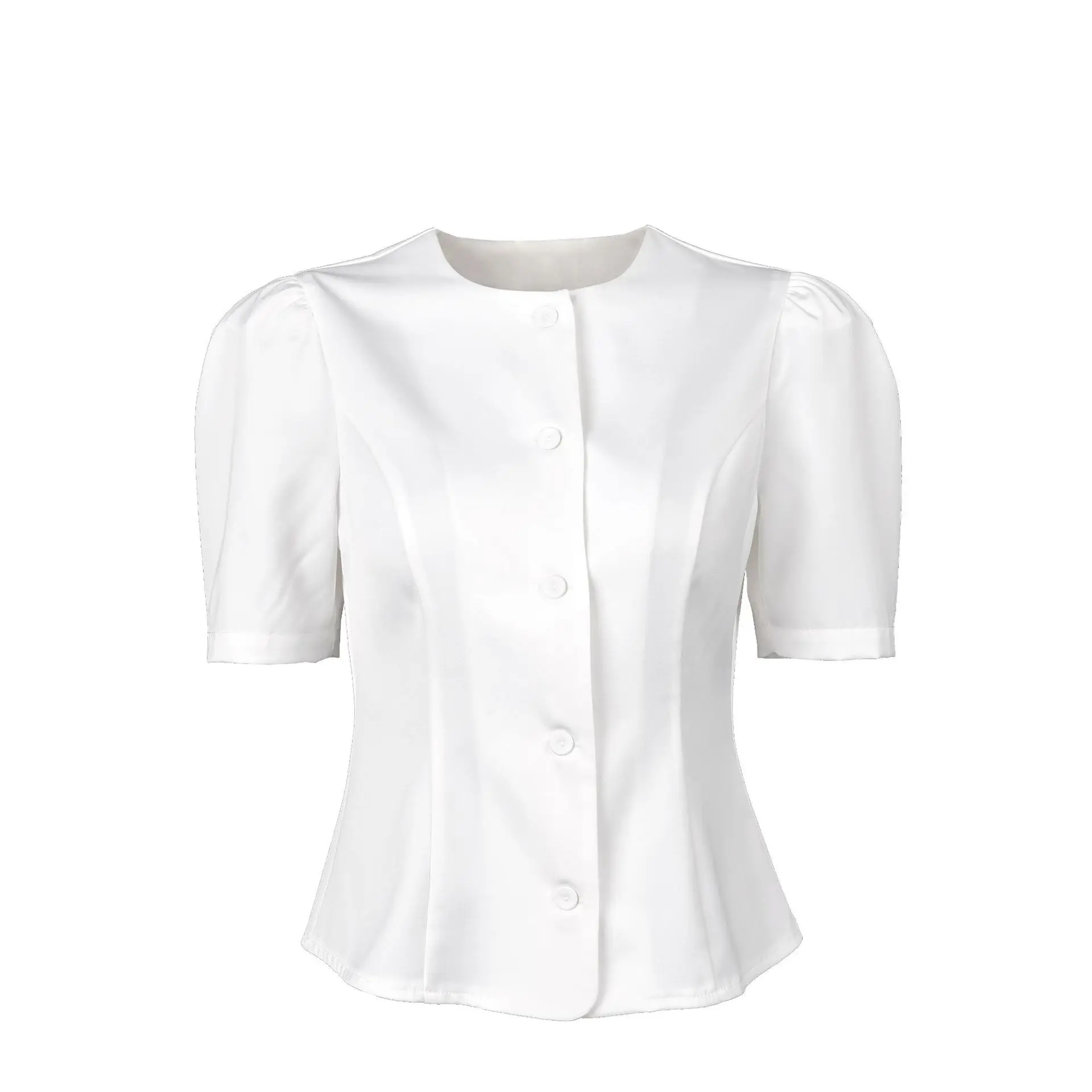 Women Short Sleeve Shirt New Commuter Versatile Round Neck Single Breasted Style European American Style Elegant Cardigan Top
Women Short Sleeve Shirt New Commuter Versatile Round Neck Single Breasted Style European American Style Elegant Cardigan Top