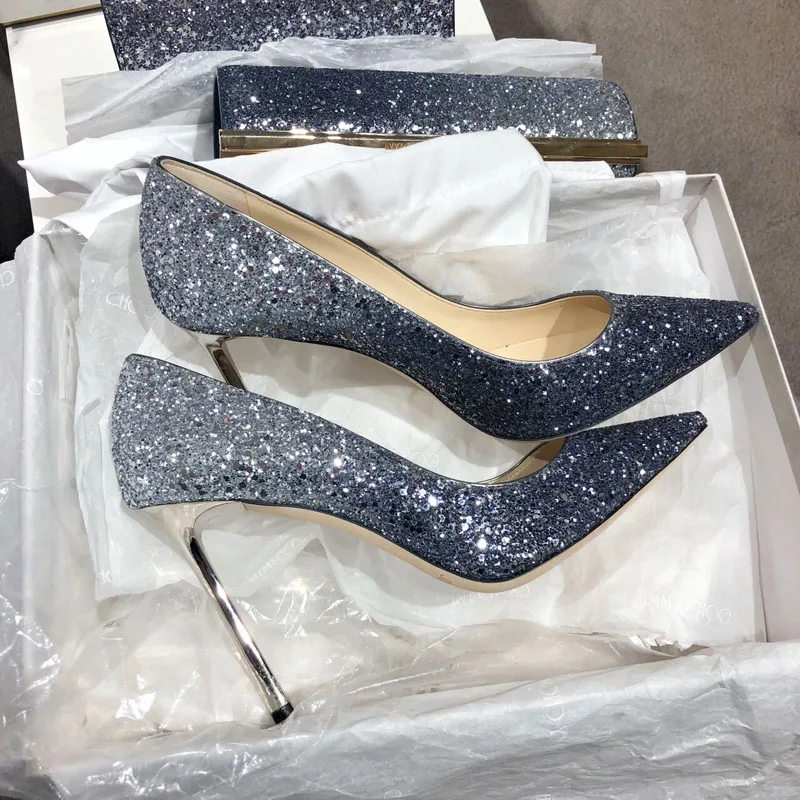 Gradient black silver Sequins Bling Pumps Women Glitter Pointed Toe Wedding Pumps Thin High Heels Shining Banquet Shoes
Gradient black silver Sequins Bling Pumps Women Glitter Pointed Toe Wedding Pumps Thin High Heels Shining Banquet Shoes
